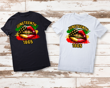 Load image into Gallery viewer, Juneteenth 1865 Lips T-Shirt – African American Pride Shirt | Pan-African Colors Juneteenth Tee