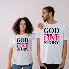 Load image into Gallery viewer, God Wrote My Love Story Shirt – Christian Couples Tee, Faith Based Marriage T-Shirt, Valentine’s Christian Apparel, Wife & Husband Matching Shirts