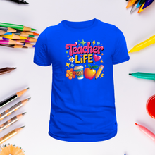Load image into Gallery viewer, Teacher Life T-Shirt – Cute & Colorful Back to School Tee for Educators, Teachers, and Staff