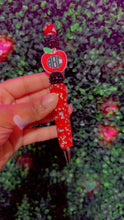 Load image into Gallery viewer, Custom Bling Teacher Pen – Red &amp; Black Apple ABC Design
