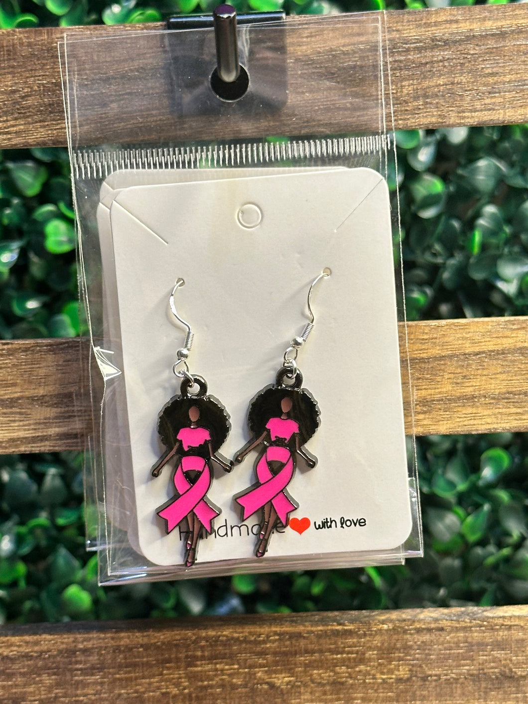 Breast Cancer Awareness Ribbon Earrings