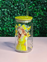 Load image into Gallery viewer, Clear Glass Tumbler with Design (includes straw)
