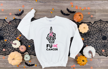 Load image into Gallery viewer, FU Cancer Middle Finger Tshirt and Crewneck
