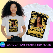 Load image into Gallery viewer, Graduation Tshirt Design Editable in Canva, Graduation T shirt Design, Graduation Tshirt Template, Canva Tshirt Template
