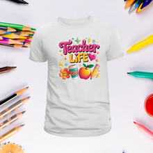 Load image into Gallery viewer, Teacher Life T-Shirt – Cute &amp; Colorful Back to School Tee for Educators, Teachers, and Staff
