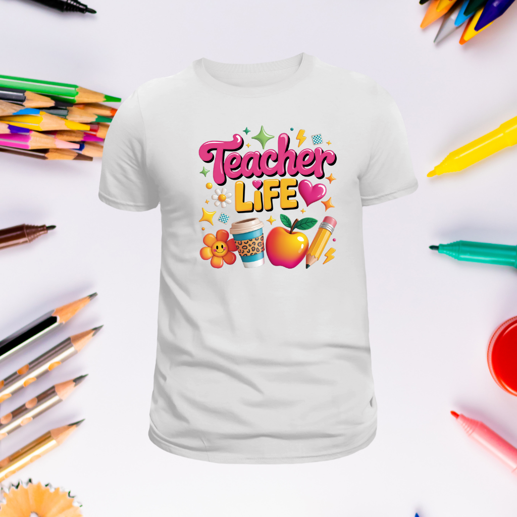 Teacher Life T-Shirt – Cute & Colorful Back to School Tee for Educators, Teachers, and Staff