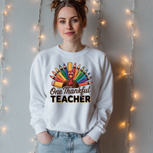 Load image into Gallery viewer, One Thankful Teacher Sweatshirt – Cute Thanksgiving Teacher Shirt, Fall Teacher Appreciation Crewneck
