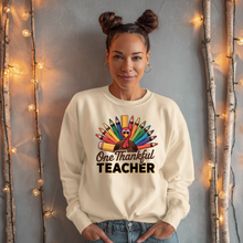 Load image into Gallery viewer, One Thankful Teacher Sweatshirt – Cute Thanksgiving Teacher Shirt, Fall Teacher Appreciation Crewneck
