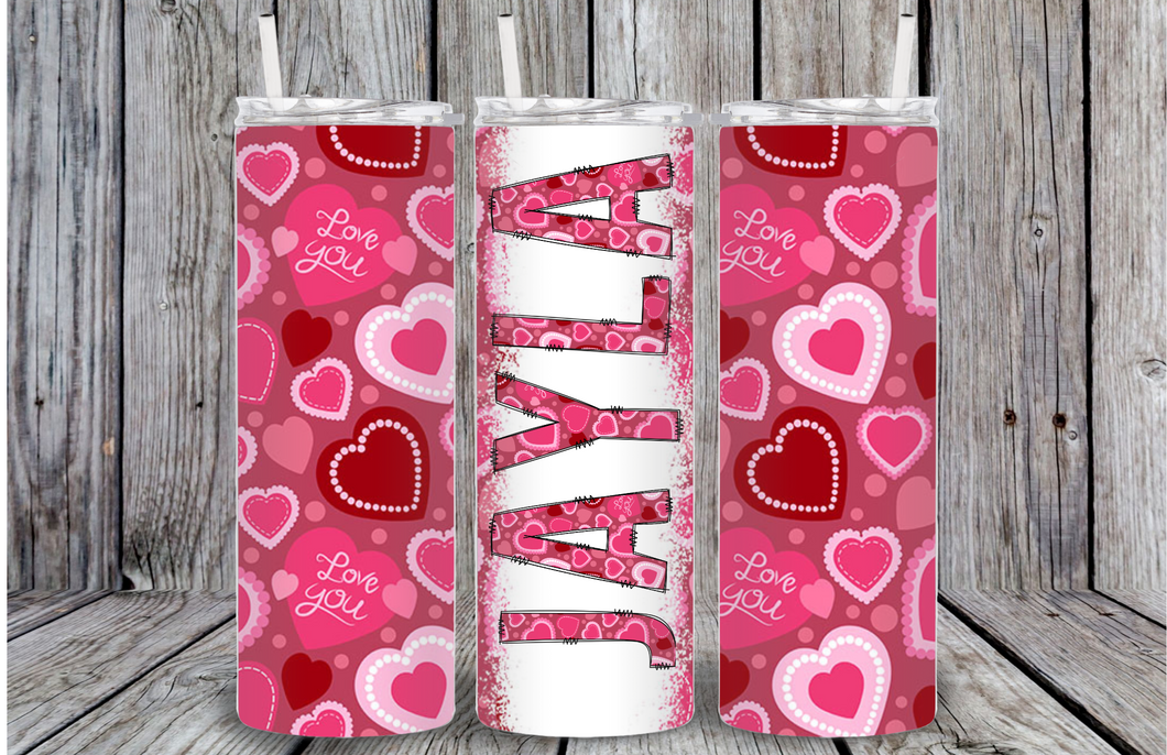 Heart Tumbler With Added Personalized Name